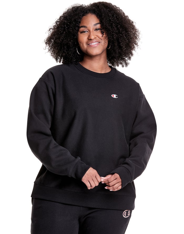 Champion Sweatshirt Dames - Zwart - Plus Reverse Weave Crew ( 794208-SQR )